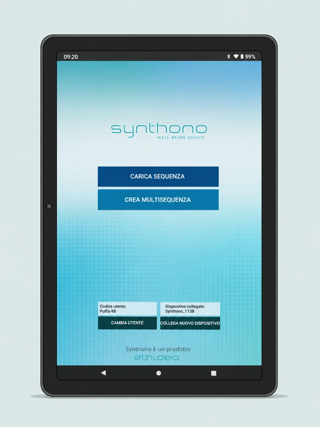 Tablet con interfaccia di gestione SynthONO